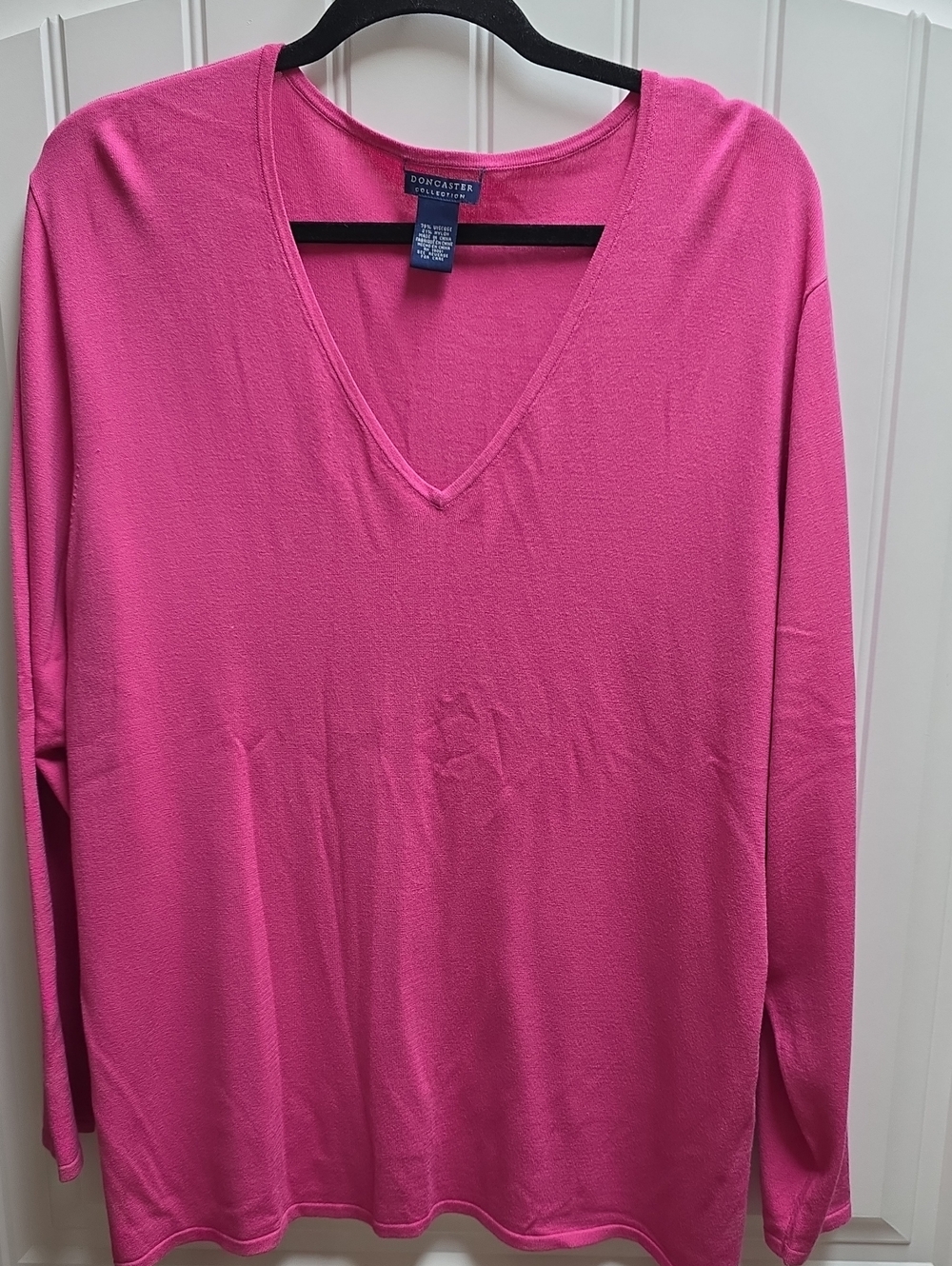 Doncaster Bright Pink V-Neck Long Sleeve Top 3W